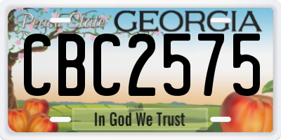GA license plate CBC2575