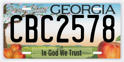 GA license plate CBC2578
