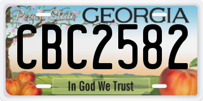 GA license plate CBC2582