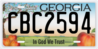 GA license plate CBC2594