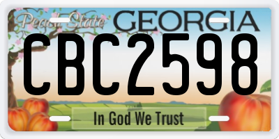 GA license plate CBC2598