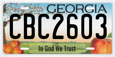 GA license plate CBC2603