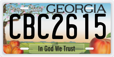 GA license plate CBC2615