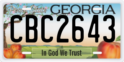 GA license plate CBC2643