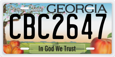 GA license plate CBC2647