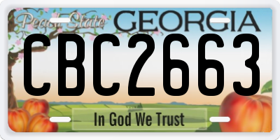 GA license plate CBC2663