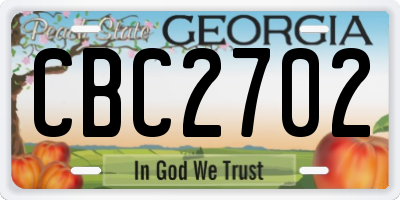 GA license plate CBC2702