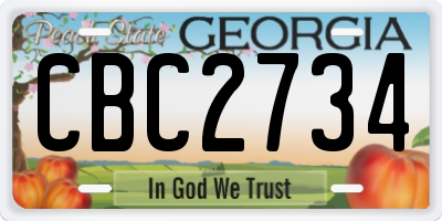 GA license plate CBC2734