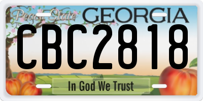 GA license plate CBC2818