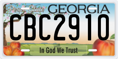 GA license plate CBC2910