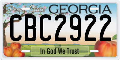 GA license plate CBC2922