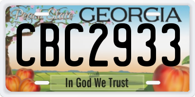GA license plate CBC2933