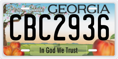 GA license plate CBC2936