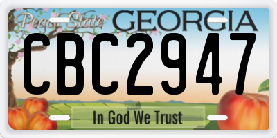 GA license plate CBC2947