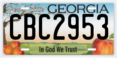 GA license plate CBC2953