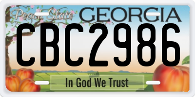 GA license plate CBC2986