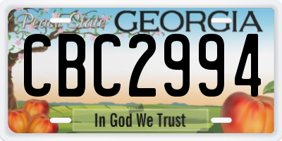 GA license plate CBC2994