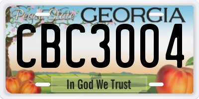 GA license plate CBC3004