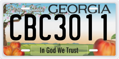 GA license plate CBC3011