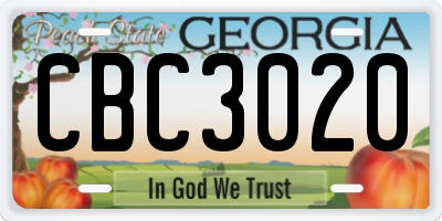 GA license plate CBC3020