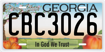 GA license plate CBC3026