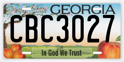 GA license plate CBC3027