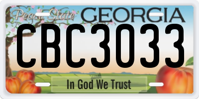 GA license plate CBC3033