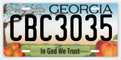 GA license plate CBC3035