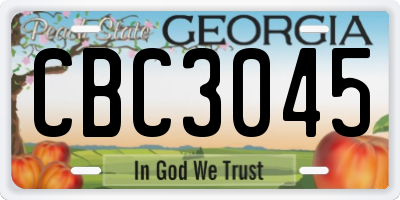 GA license plate CBC3045
