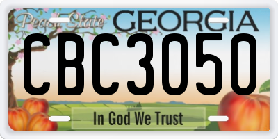 GA license plate CBC3050