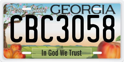 GA license plate CBC3058