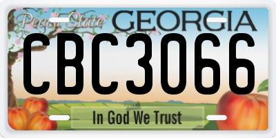 GA license plate CBC3066