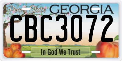 GA license plate CBC3072