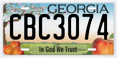 GA license plate CBC3074