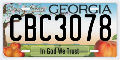 GA license plate CBC3078