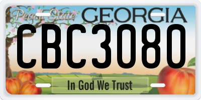 GA license plate CBC3080