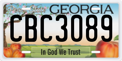 GA license plate CBC3089