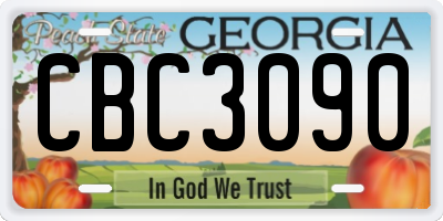 GA license plate CBC3090