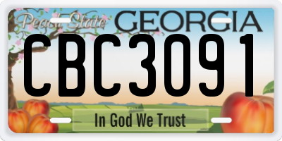 GA license plate CBC3091