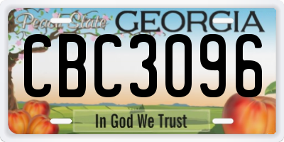 GA license plate CBC3096