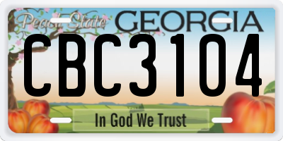 GA license plate CBC3104