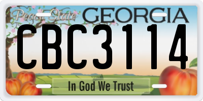 GA license plate CBC3114