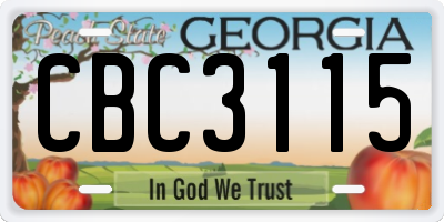 GA license plate CBC3115