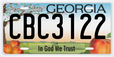 GA license plate CBC3122