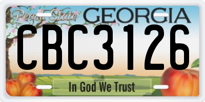 GA license plate CBC3126