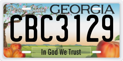 GA license plate CBC3129