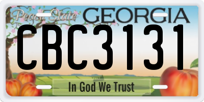 GA license plate CBC3131