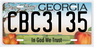 GA license plate CBC3135