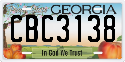 GA license plate CBC3138