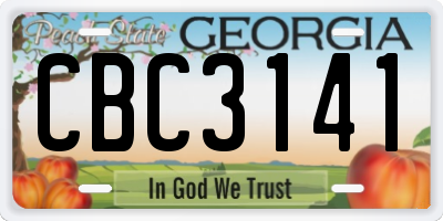 GA license plate CBC3141